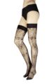 Women's 1 Pair Trasparenze Lisbona Floral Patterned Sheer Hold Ups - Black