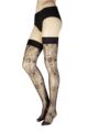 Ladies 1 Pair Trasparenze Lisbona Floral Patterned Sheer Hold Ups - Black