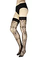 Women's 1 Pair Trasparenze Lisbona Floral Patterned Sheer Hold Ups - Black