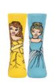 Kids 1 Pair SOCKSHOP Heat Holders Disney 1.6 TOG Lite Beauty and the Beast and Cinderella Thermal Socks - Blue / Yellow