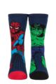 Kids 1 Pair SOCKSHOP Heat Holders Marvel 1.6 TOG Lite Hulk and Spider-Man Thermal Socks - Navy