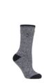 Ladies 1 Pair SOCKSHOP Heat Holders 1.6 TOG Lite Patterned and Striped Socks - Twist Black / Light Grey