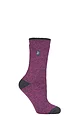Women's 1 Pair SOCKSHOP Heat Holders 1.6 TOG Lite Patterned and Striped Socks - Twist Raspberry / Charcoal
