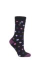 Ladies 1 Pair SOCKSHOP Heat Holders 1.6 TOG Lite Patterned and Striped Socks - Spot Black