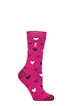 Women's 1 Pair SOCKSHOP Heat Holders 1.6 TOG Lite Patterned and Striped Socks - Jasmine Hearts Fuchsia Red