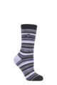 Ladies 1 Pair SOCKSHOP Heat Holders 1.6 TOG Lite Patterned and Striped Socks - Stripe Inter Galactic