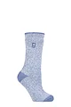 Women's 1 Pair SOCKSHOP Heat Holders 1.6 TOG Lite Patterned and Striped Socks - Venice Denim