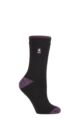 Ladies 1 Pair SOCKSHOP Heat Holders 1.6 TOG Lite Patterned and Striped Socks - Tenerife Black / Purple