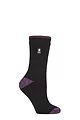Women's 1 Pair SOCKSHOP Heat Holders 1.6 TOG Lite Patterned and Striped Socks - Tenerife Black / Purple