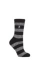 Ladies 1 Pair SOCKSHOP Heat Holders 1.6 TOG Lite Patterned and Striped Socks - Bologna Chunky Stripe Black / White