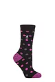 Women's 1 Pair SOCKSHOP Heat Holders 1.6 TOG Lite Patterned and Striped Socks - Malaga Dots Black / Berry