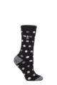 Ladies 1 Pair SOCKSHOP Heat Holders 1.6 TOG Lite Patterned and Striped Socks - Malaga Dots Black / White
