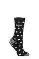 Women's 1 Pair SOCKSHOP Heat Holders 1.6 TOG Lite Patterned and Striped Socks - Malaga Dots Black / White