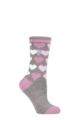 Ladies 1 Pair SOCKSHOP Heat Holders 1.6 TOG Lite Patterned and Striped Socks - Paris Hearts Grey