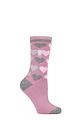 Women's 1 Pair SOCKSHOP Heat Holders 1.6 TOG Lite Patterned and Striped Socks - Paris Hearts Mauve