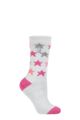 Ladies 1 Pair SOCKSHOP Heat Holders 1.6 TOG Lite Patterned and Striped Socks - Nice Stars Silver Grey