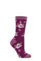 Ladies 1 Pair SOCKSHOP Heat Holders 1.6 TOG Lite Patterned and Striped Socks - Rome Floral Magenta Purple