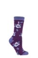 Ladies 1 Pair SOCKSHOP Heat Holders 1.6 TOG Lite Patterned and Striped Socks - Rome Floral Magenta Plum