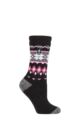 Ladies 1 Pair SOCKSHOP Heat Holders 1.6 TOG Lite Patterned and Striped Socks - Lima Mimosa Black