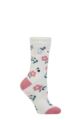 Ladies 1 Pair SOCKSHOP Heat Holders 1.6 TOG Lite Patterned and Striped Socks - Lanuza Floral Grey