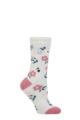 Women's 1 Pair SOCKSHOP Heat Holders 1.6 TOG Lite Patterned and Striped Socks - Lanuza Floral Grey