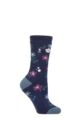 Women's 1 Pair SOCKSHOP Heat Holders 1.6 TOG Lite Patterned and Striped Socks - Lanuza Floral Soft Navy