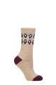 Ladies 1 Pair SOCKSHOP Heat Holders 1.6 TOG Lite Patterned and Striped Socks - Lourdale Fairisle Oatmeal