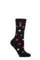 Ladies 1 Pair SOCKSHOP Heat Holders 1.6 TOG Lite Patterned and Striped Socks - Innsbruck Stars Black