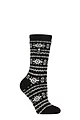 Women's 1 Pair SOCKSHOP Heat Holders 1.6 TOG Lite Patterned and Striped Socks - Fairisle Black / Charcoal