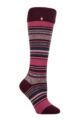 Women's 1 Pair SOCKSHOP Heat Holders Equestrian Collection 1.6 TOG Lite Thermal Wellington Boot Socks - Daphne Stripe Cabernet