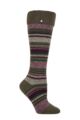 Women's 1 Pair SOCKSHOP Heat Holders Equestrian Collection 1.6 TOG Lite Thermal Wellington Boot Socks - Daphne Stripe Olive