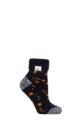 Ladies 1 Pair SOCKSHOP Heat Holders Turn Over Cuff Sleep Lite Socks - Navy / Gold Stars
