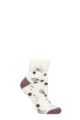 Ladies 1 Pair SOCKSHOP Heat Holders Turn Over Cuff Sleep Lite Socks - Ivory / Cabernet Stars