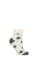 Women's 1 Pair SOCKSHOP Heat Holders Turn Over Cuff Sleep Lite Socks - Snowflake Cream
