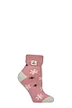 Women's 1 Pair SOCKSHOP Heat Holders Turn Over Cuff Sleep Lite Socks - Snowflake Rose Blush