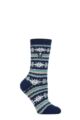 Ladies 1 Pair SOCKSHOP Heat Holders Nordic Soul Warming Thermal Socks - Nordic Indigo/Rose Blush