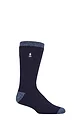 Mens 1 Pair SOCKSHOP Heat Holders 1.6 TOG Lite Striped, Patterned & Argyle Socks - Amsterdam Heel & Toe Navy