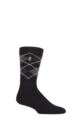 Mens 1 Pair SOCKSHOP Heat Holders 1.6 TOG Lite Striped, Patterned & Argyle Socks - Lyon Argyle Black