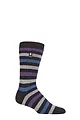 Mens 1 Pair SOCKSHOP Heat Holders 1.6 TOG Lite Striped, Patterned & Argyle Socks - Split Medium Stripe Charcoal