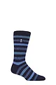 Mens 1 Pair SOCKSHOP Heat Holders 1.6 TOG Lite Striped, Patterned & Argyle Socks - Split Medium Stripe Navy