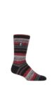 Mens 1 Pair SOCKSHOP Heat Holders 1.6 TOG Lite Striped, Patterned & Argyle Socks - Krakow Multi Stripe Black