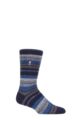 Mens 1 Pair SOCKSHOP Heat Holders 1.6 TOG Lite Striped, Patterned & Argyle Socks - Krakow Multi Stripe Navy