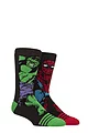 Mens 1 Pair SOCKSHOP Heat Holders 1.6 TOG Lite Marvel's The Hulk & Spider-Man Thermal Socks - Charcoal