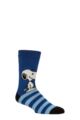 Mens 1 Pair SOCKSHOP Heat Holders 1.6 TOG Lite Peanuts Snoopy Thermal Socks - Blue