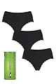 Women's 3 Pair SOCKSHOP Lazy Panda Bamboo Low Rise Shorties - Black