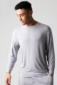 Mens 1 Pack Lazy Panda Bamboo Loungewear Selection Long Sleeved Top - Charcoal Long Sleeved Top