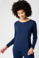 Ladies 1 Pack Lazy Panda Bamboo Loungewear Selection Long Sleeved Top - Navy Long Sleeved Top