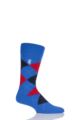 Mens 1 Pair Pringle of Scotland 85% Cashmere Argyle Socks - Bright Blue