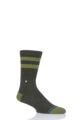 Mens and Ladies 1 Pair Stance Joven Striped Top Plain Cotton Socks - Green / Black