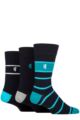Mens 3 Pair Pringle Black Label Bamboo Patterned, Argyle and Striped Socks - Block Stripes Navy / Blue
